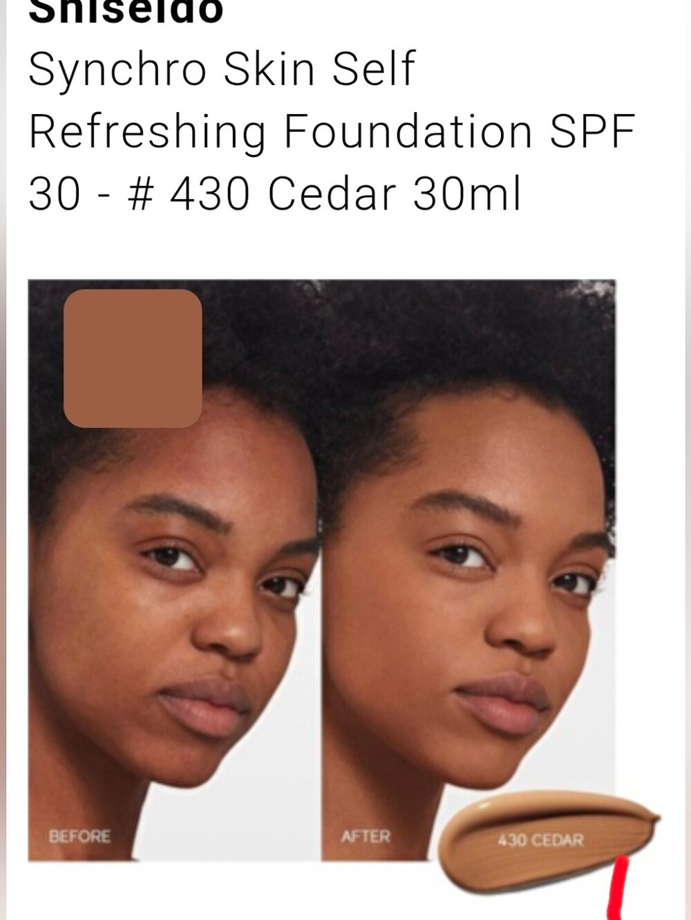 Shiseido Synchro Skin Self-Refreshing Foundation 30ml.Deep Brown Shade